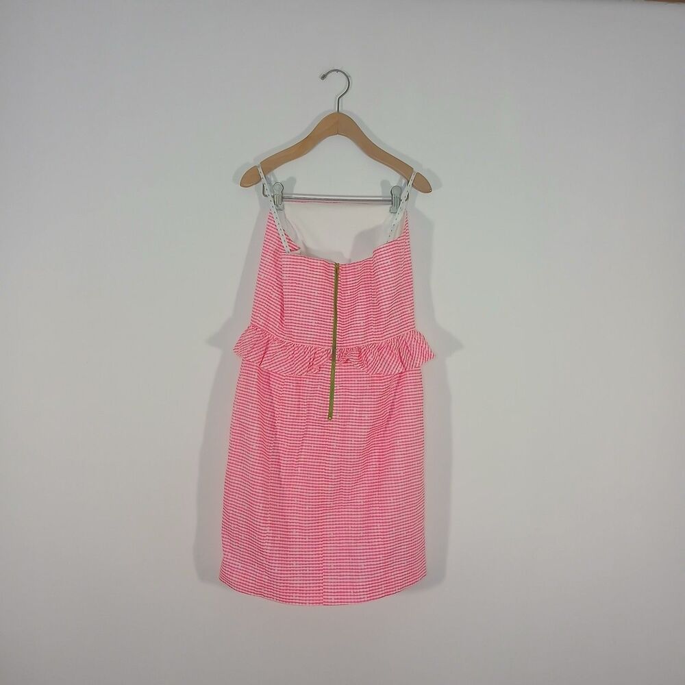 Lilly Pulitzer Lowe Dress 8 Fiesta Pink Gingham Peplum NWT Preppy Coastal Resort - Picture 2 of 14